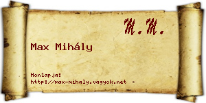 Max Mihály névjegykártya