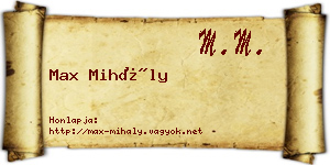 Max Mihály névjegykártya